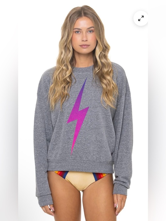 Aviator Nation Tops - Aviator Nation Bolt Fade Relaxed Crew Sweatshirt Heather Gray Size XS